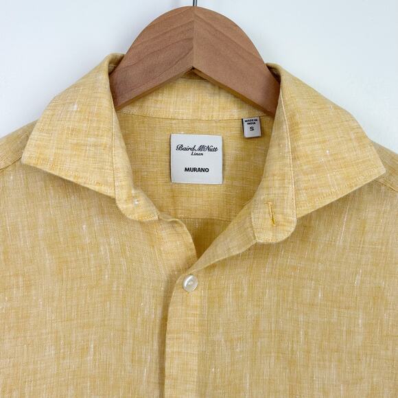 Baird McNutt 100% Linen Yellow Woven Murano Short Sleeve Button-Up Shirt - Picture 4 of 8